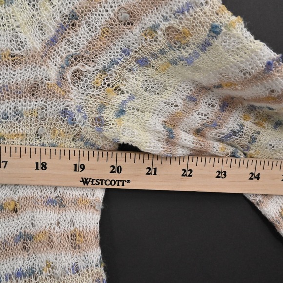 ANTHROPOLOGIE Sweater Womens Size S Cream Stripe Linen Open Knit Scoop Neck MOTH - Picture 12 of 13